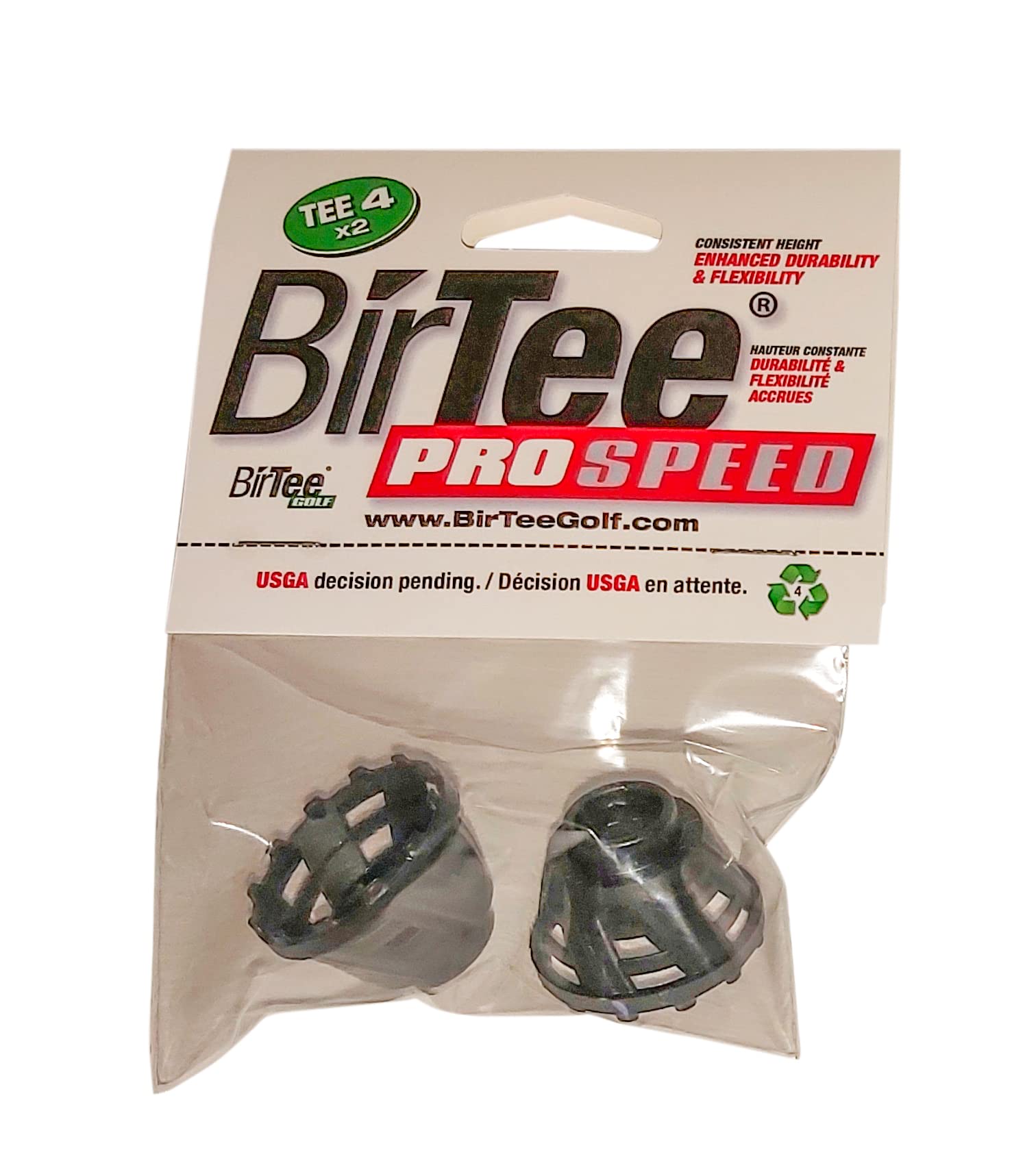 BirTee Pro Golf Tees - Size #4 (1") Individual Size Packs - 2 Tees Per Pack. Winter/Mat/Simulator Tees