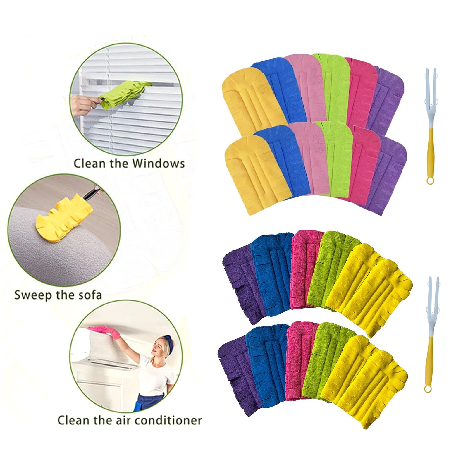 12 Piezas de plumeros Reutilizables de Repuesto Lavables de Forro para Limpiar Techo, Ventilador, Madera, Ventana, Cocina, Piso, recambios de plumeros de Microfibra