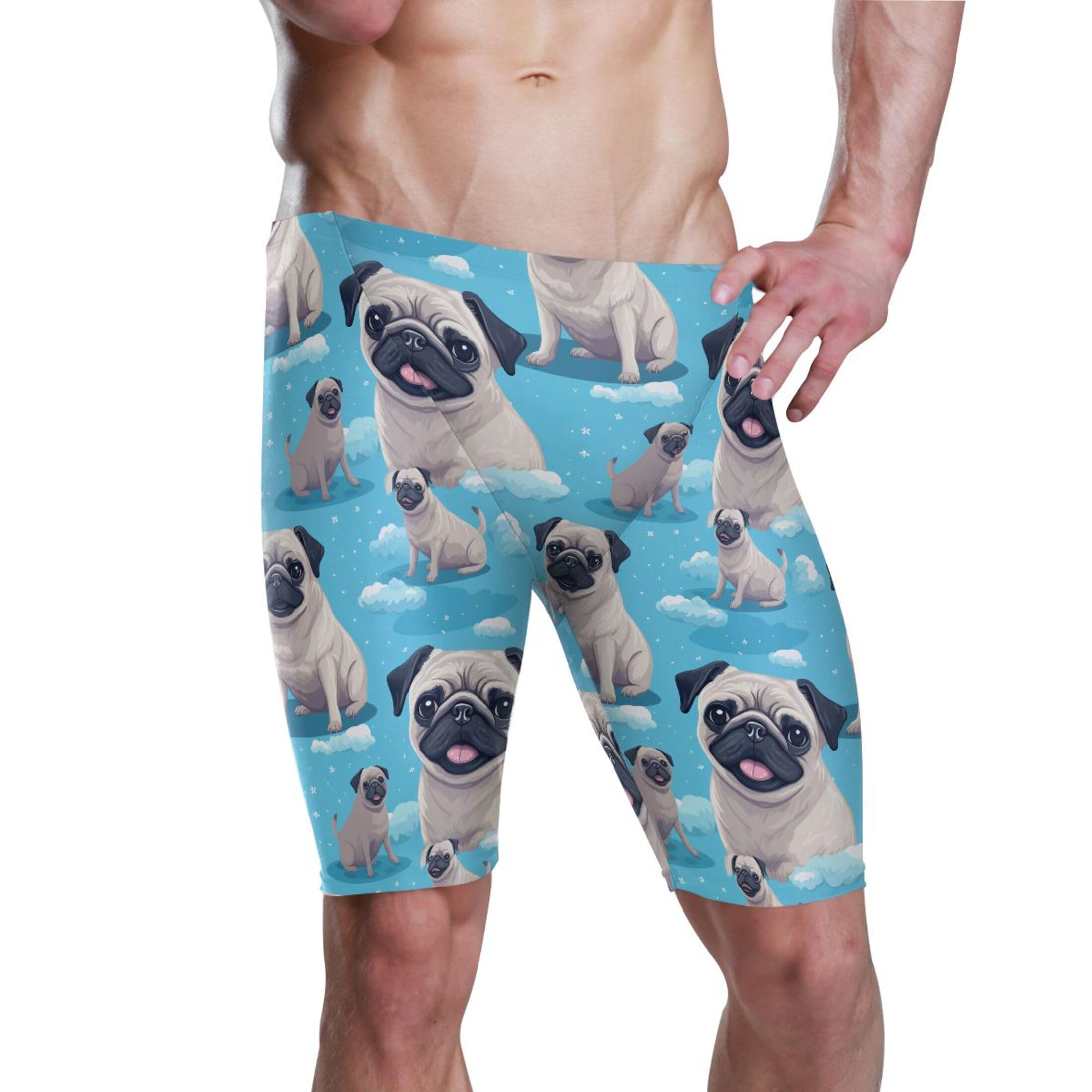Dog Puppy Pug Animal Cute Swim Jammers Swimsuit for Men B0402804