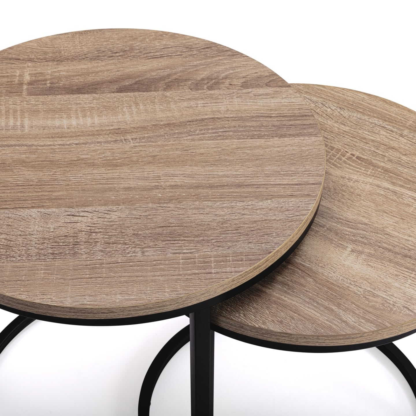 IDMarket - Lot de 2 Tables Basses gigognes Detroit Rondes 40/45 Design Industriel