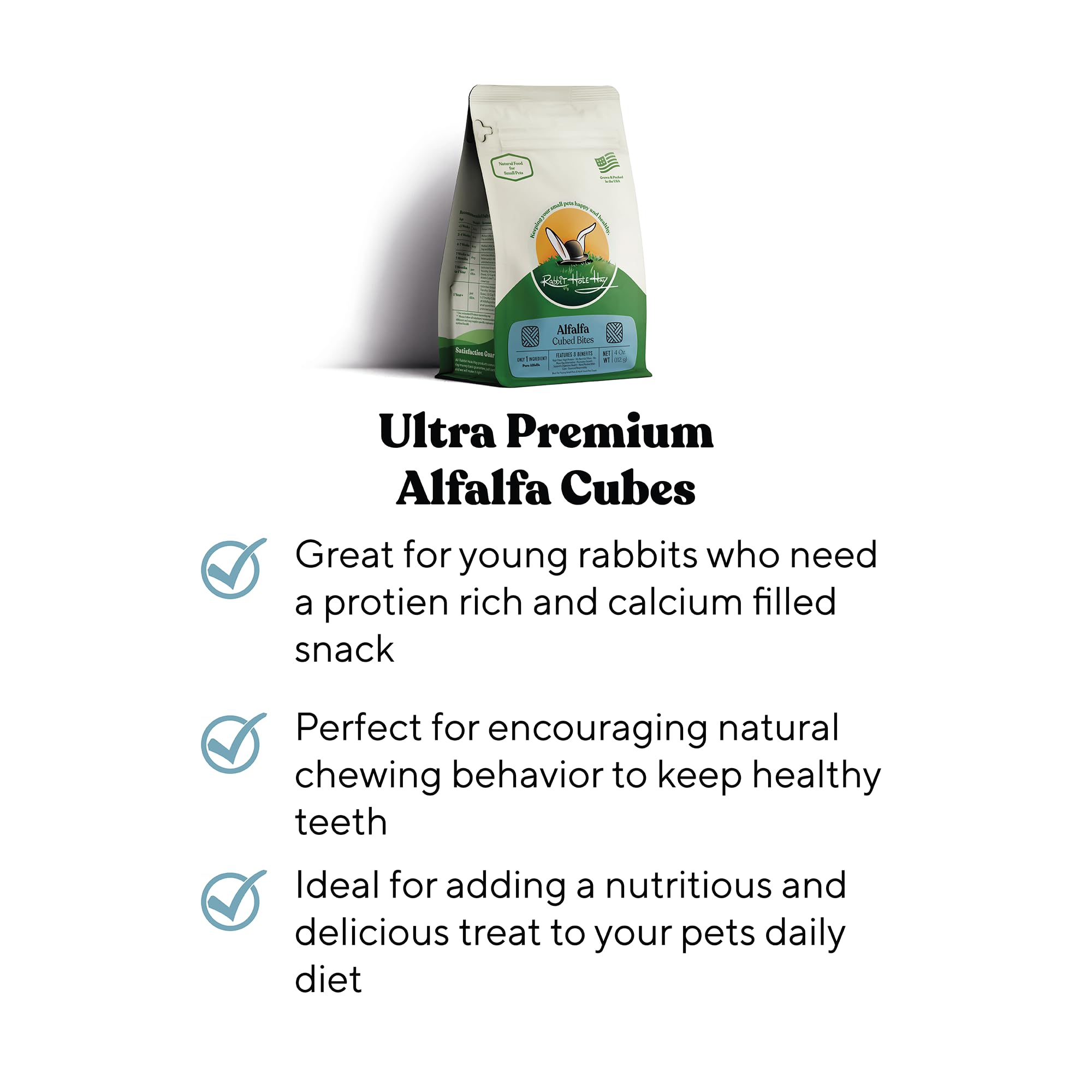 Rabbit Hole Hay - All Natural Alfalfa Hay Cubes for Small Pets - 10 lb Box - Compressed Feed - image 3