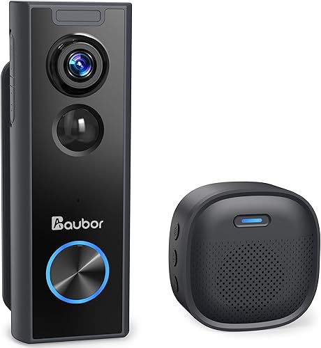 Timbre de video inalámbrico con timbre, vista en vivo HD, visión nocturna, detección de movimiento AI, audio de 2 vías, cambiador de voz, WiFi de