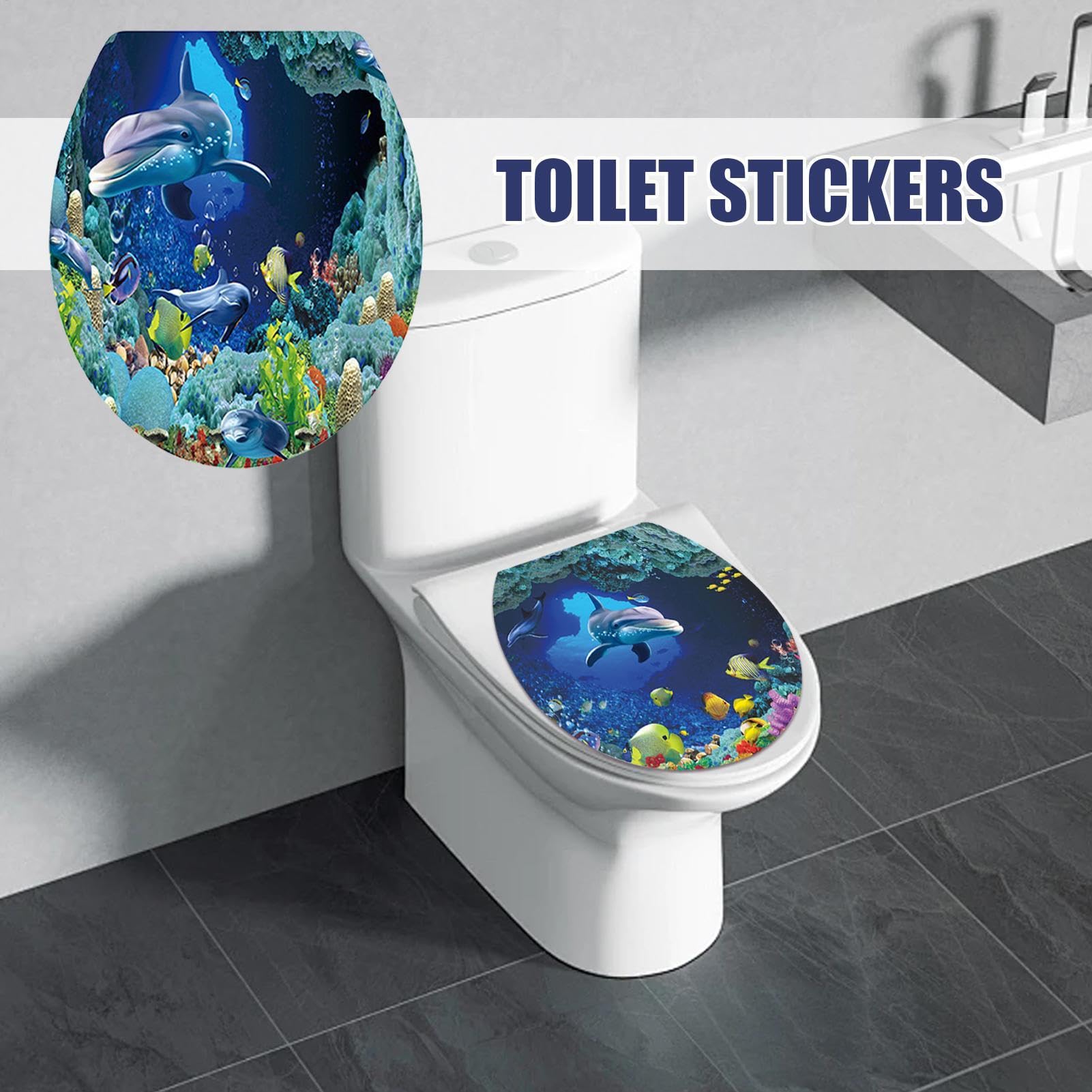 Underwater Toilet Sticker,Toilet Lid Protective Decoration Cover -Bathroom Decor Decals for Kitchen House Rooms Wall Decor