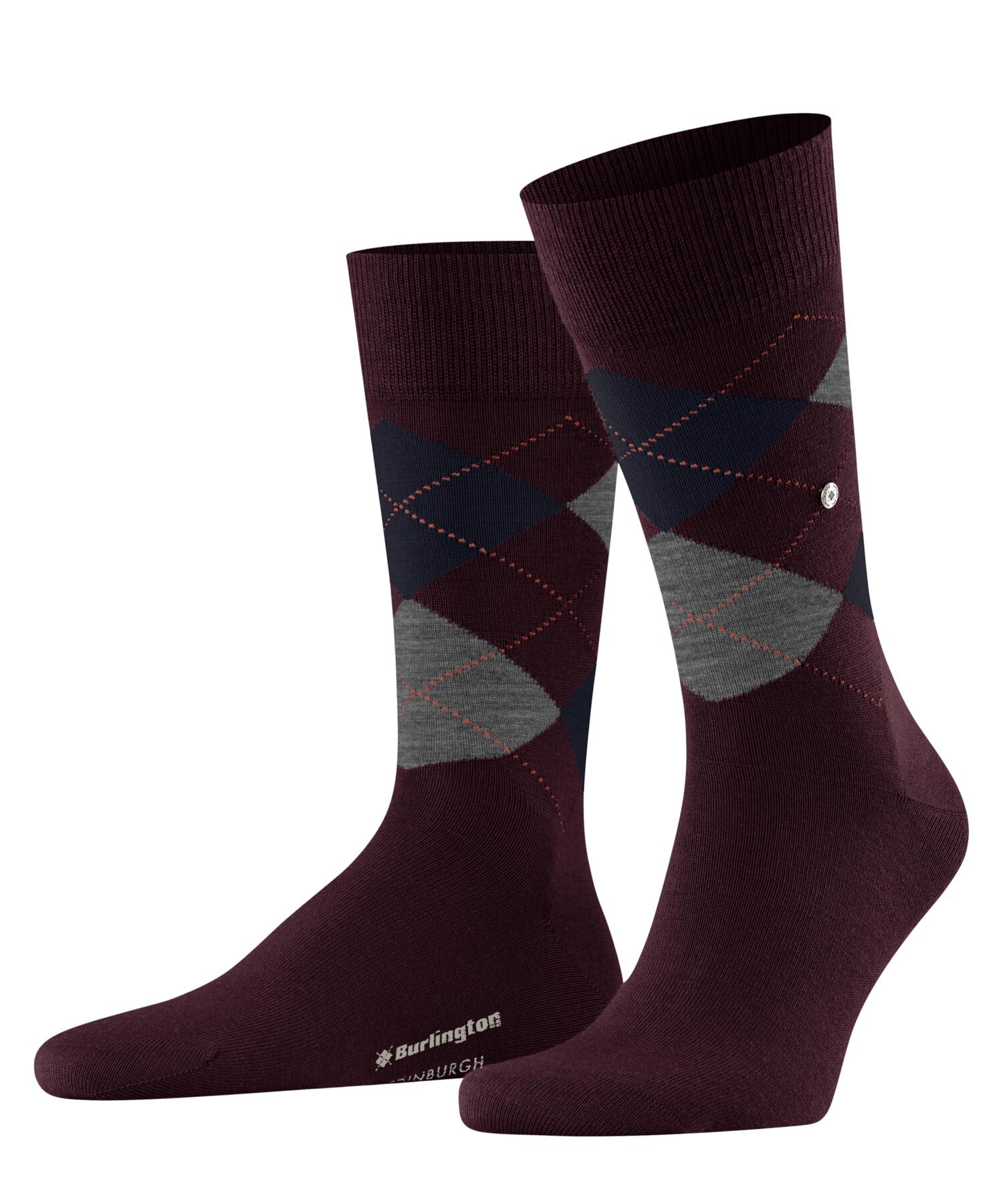 Burlington Men's Red Claret 8435 Edinburgh M So Wool Patterned 1 Pair Socks, 6.5-11