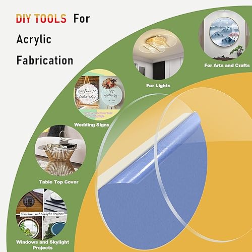 Miniatura 4 de Círculo de plexiglás transparente de 14 de pulgada de grosor de 18 pulgadas de diámetro para letreros, mesas, tragaluz, alternativa de vidrio de