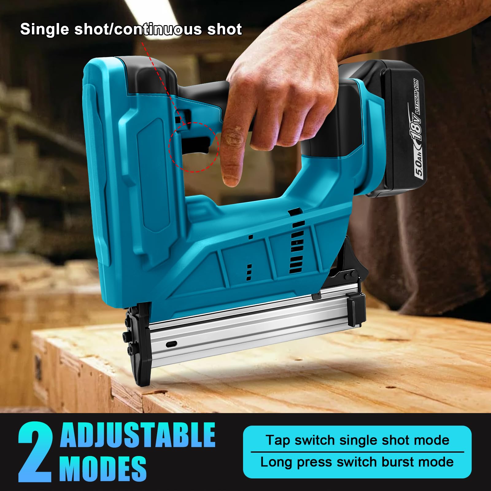 WingFly Pistola per Unghie a Batteria Compatibile con Makita 18 V, Chiodatrice Professionale a Batteria con 2000 Chiodi, Pistola Elettrica per Progetti Fai Da Te in mobili, Falegnameria