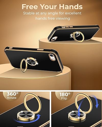 Miniatura 3 de Miss Arts Funda para iPhone 8 Plus7 Plus, soporte de anillo de lujo galvanizado con correa, lindo TPU suave para iPhone 8 Plus7 Plus para mujeres y