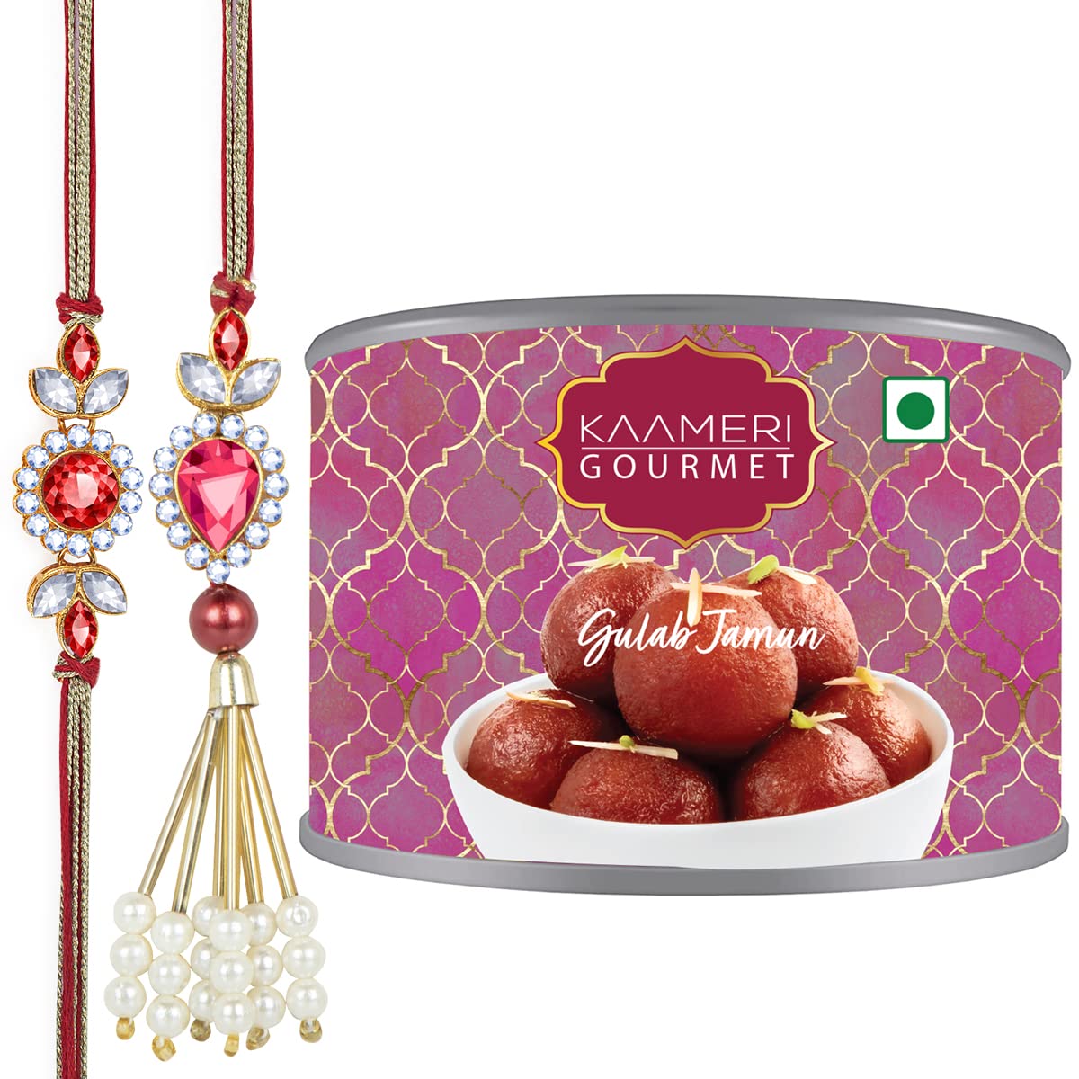 Kaameri Bazaar Raksha Bandhan Rakhi for brother and Lumba for bhabhi with Sweets Combo - rakhi for brother and bhabhi with sweets - Gulab jamun gift hamper (B09BRCFH29) Amazon Price History, Amazon Price Tracker