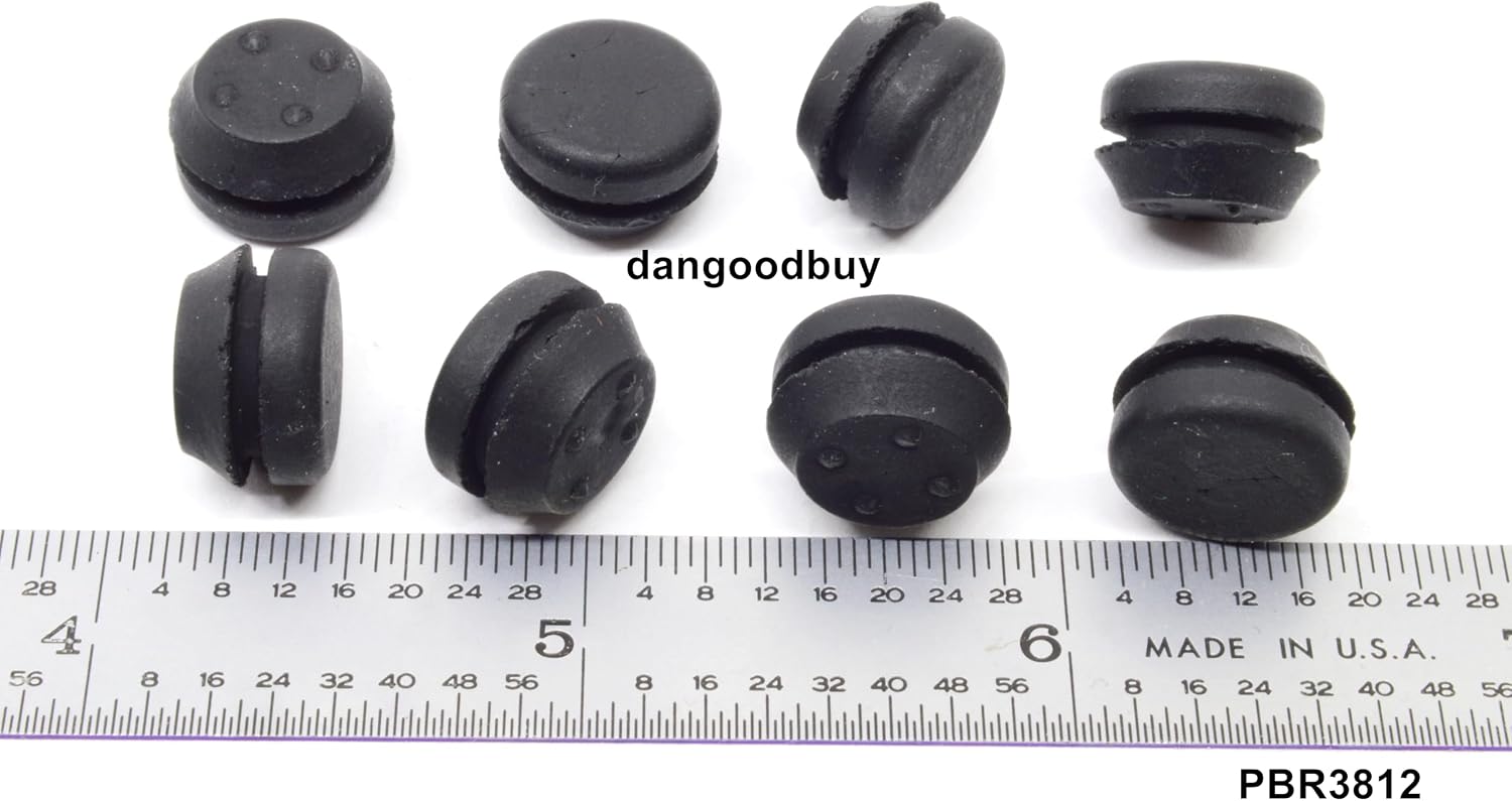 Black SBR Rubber Push-in Bumper - 1/2" Diameter, 1/8" Height, Fits 3/8" Panel Hole, 6 Pack