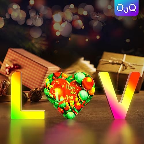 Miniatura 97 de OJQ Letras con luces LED iluminadas, letras de marquesina para decoración de habitación, luces de pared, regalos de Navidad, sincronización