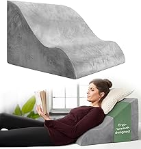 Ergonomisches Lesekissen für Bett und Sofa – Bequemes Rückenkissen mit Memory Foam – Verwendbar als Reflux Kissen, Keilkissen Bett, Bettkissen Rückenlehne im Sitzen und Liegen, GRAU