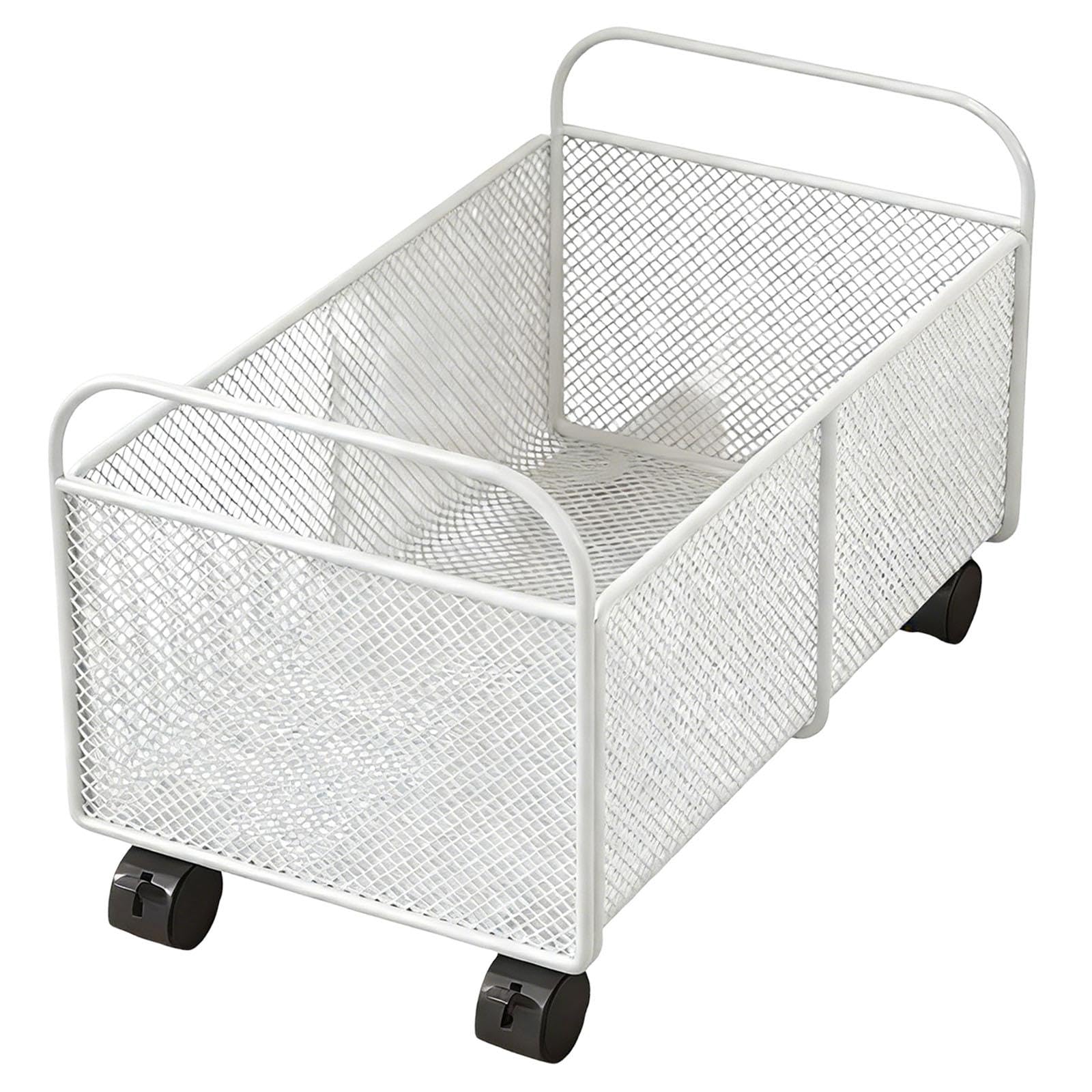 MERIGLARE Rollbarer Bücher Und Aktenwagen, Robuster Eisenwagen in Premiumqualität mit Rollen, Praktischer Aufbewahrungswagen für Den Schreibtisch, Ideal für Al, Weiß, Klein