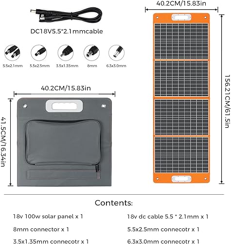 Miniatura 10 de FF FLASHFISH - Panel solar plegable, cargador solar portátil de 18 V60 W para estación de energía portátil, teléfono, laptop, con salida de CC,