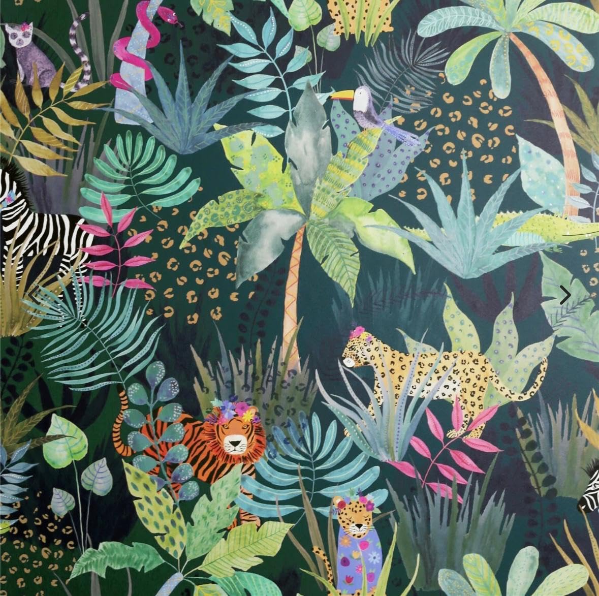 WPE® Arthouse Hidden Jungle Multi Wallpaper – Exotic Animals & Lush Foliage Design, Vibrant Tropical for Living Room, Bedroom & Home Décor