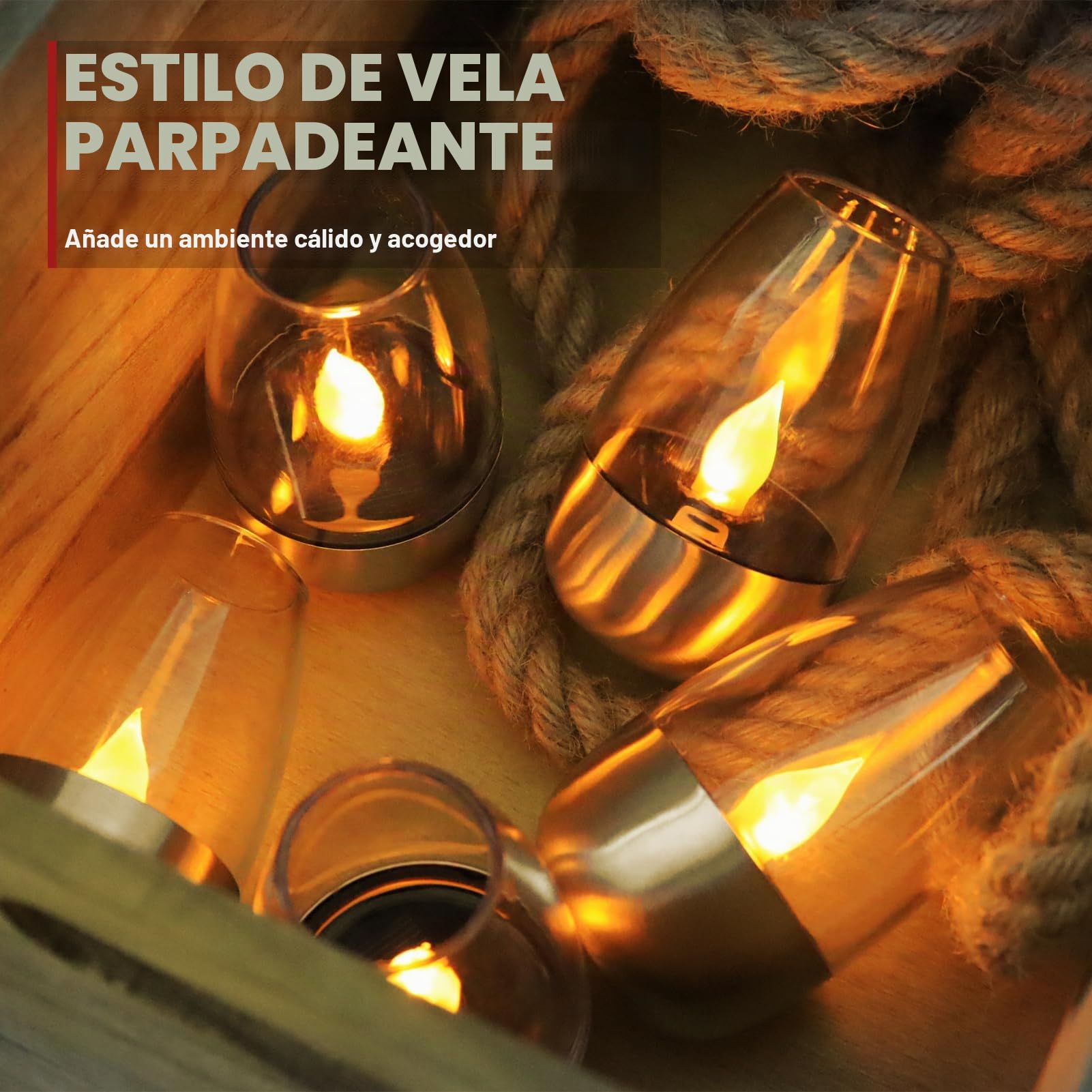 6 velas LED eléctricas de té solares recargables, parpadeantes, lámparas solares para exteriores, resistentes a la intemperie, jardín, terraza, balcón, decoración