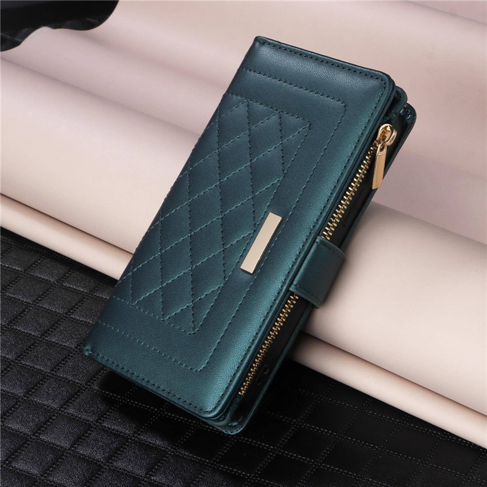 Do Samsung S23 Plus Crossbody Skórzany Portfel Zapinany Na Zamek Etui na Telefon Smycz Z Klapką Stojak Pokrowiec (Do Samsung S23 Plus/zielony)