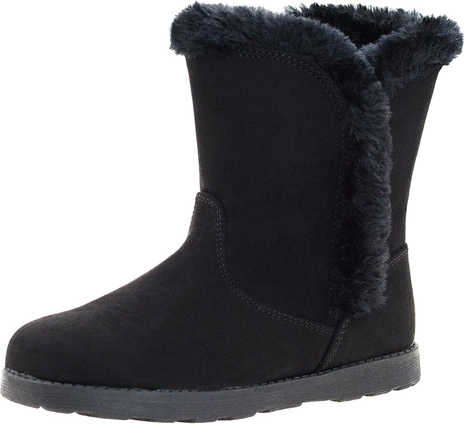 LseLom Girls Snow Boots Warm Faux Fur Lined Winter Boots with Non-Slip Sole Waterproof Cute Lightweight Ankle Bootie for Toddler/Little Big Kids