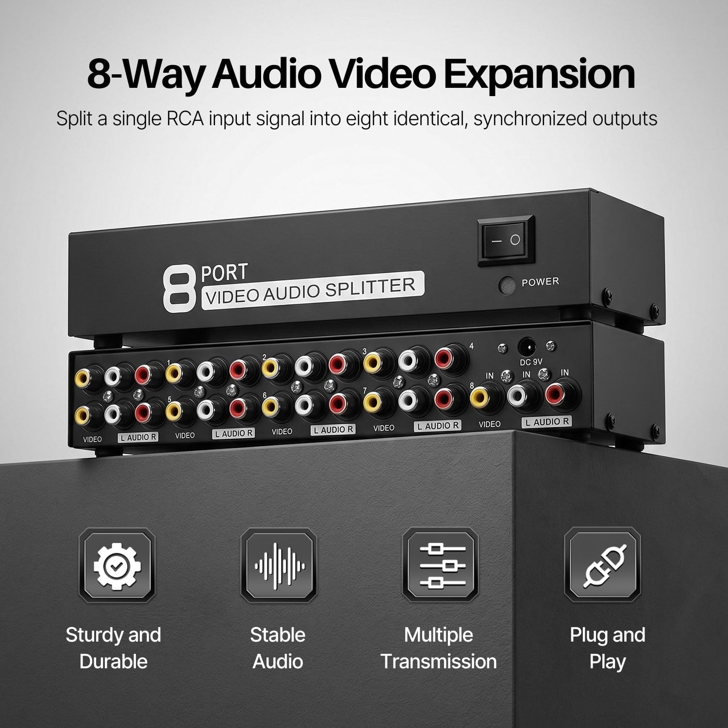 Amazon.com: TNP RCA Switch AV Splitter 1 in 8 Out - Powered 3 RCA