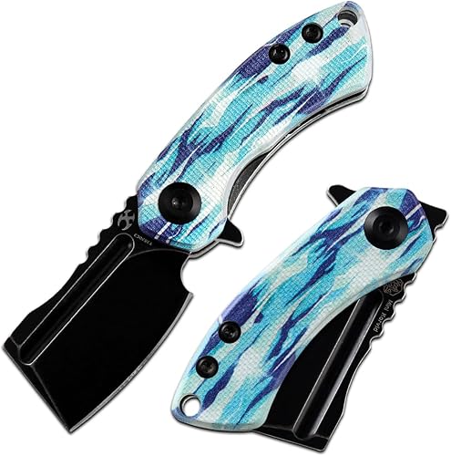 Miniatura 1 de KANSEPT Knives Mini Korvid Cleaver Mini cuchillo de bolsillo para hombre, 1.45 pulgadas, hoja negra lavada a la piedra de 60.6 in, jade G10 con