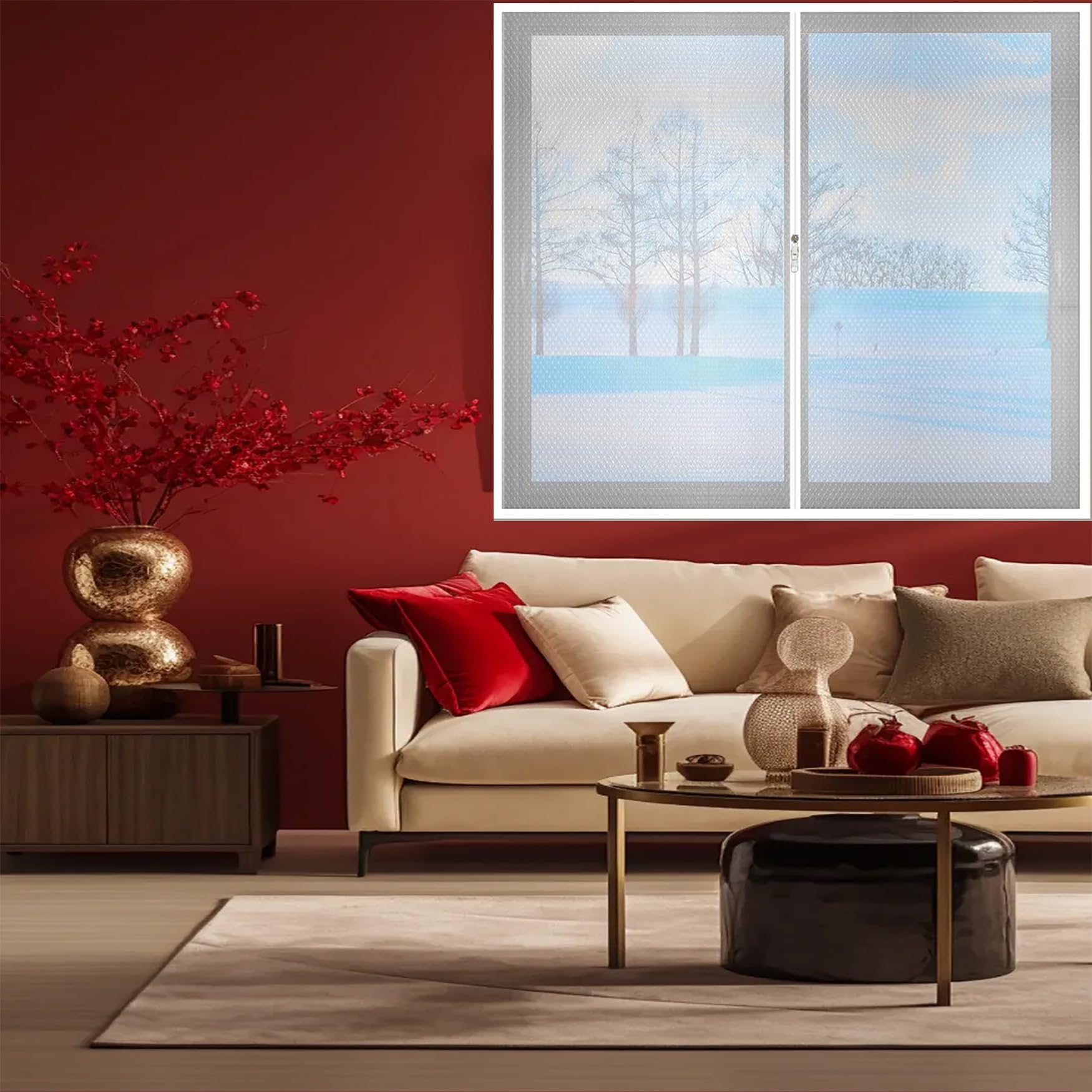 Yanhong White Window Insulation Film 96 X 134 Cm Keep Cold Or Heat Out Thermal Insulated Window Cover With Self-Adhesive Tape For Windows,