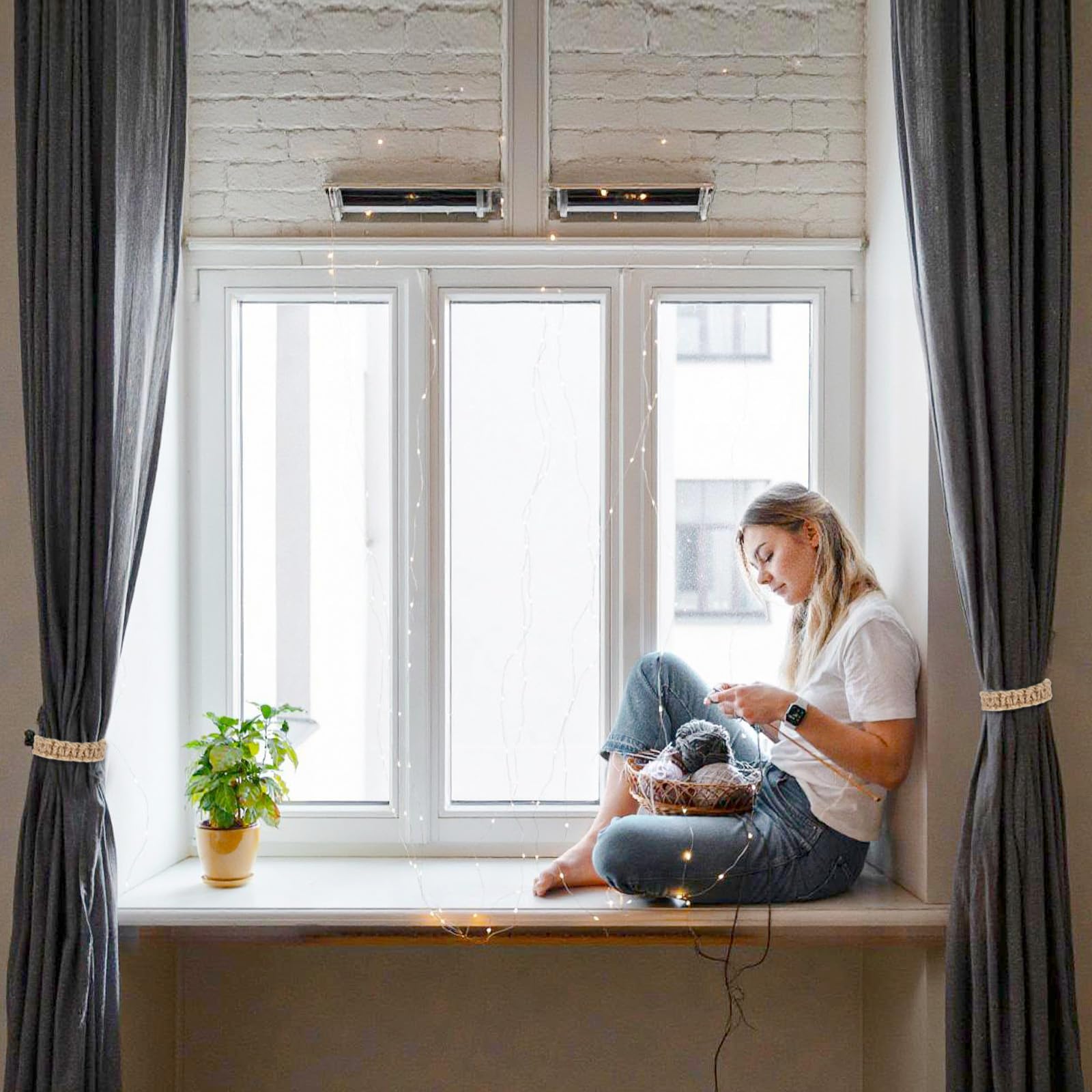 6 Pezzi Fermatenda Boho Intrecciati in Corda, Fermatende Rustici per Tende di Casa e Ufficio, Corde per Tende Flessibili per Soggiorno Camera da Letto Esterni, Ferma Tende Decorativi, Fermatende