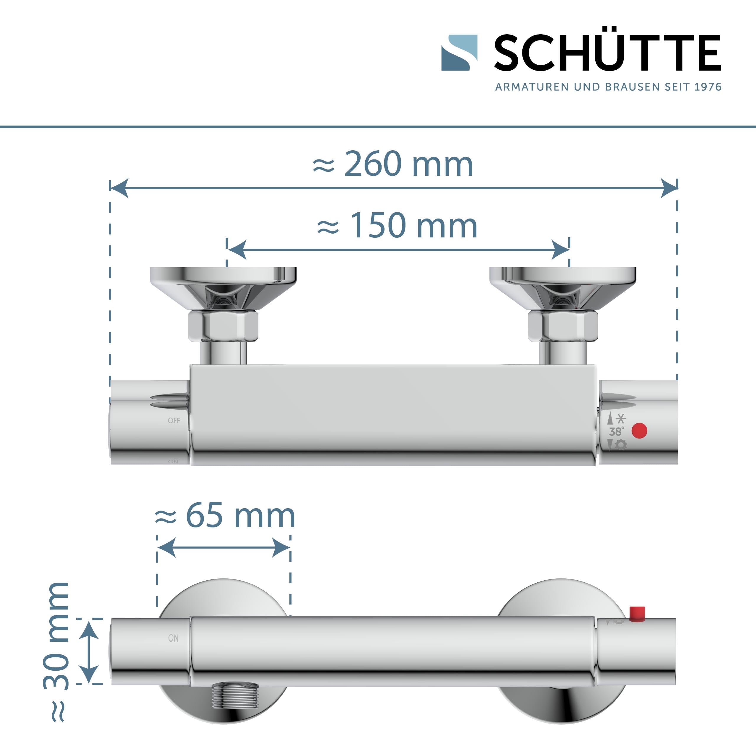 SCHÜTTE 52445 VICO Duscharmatur mit Sicherheitssperre, Thermostat Brausemischer/Mischbatterie, Chrom