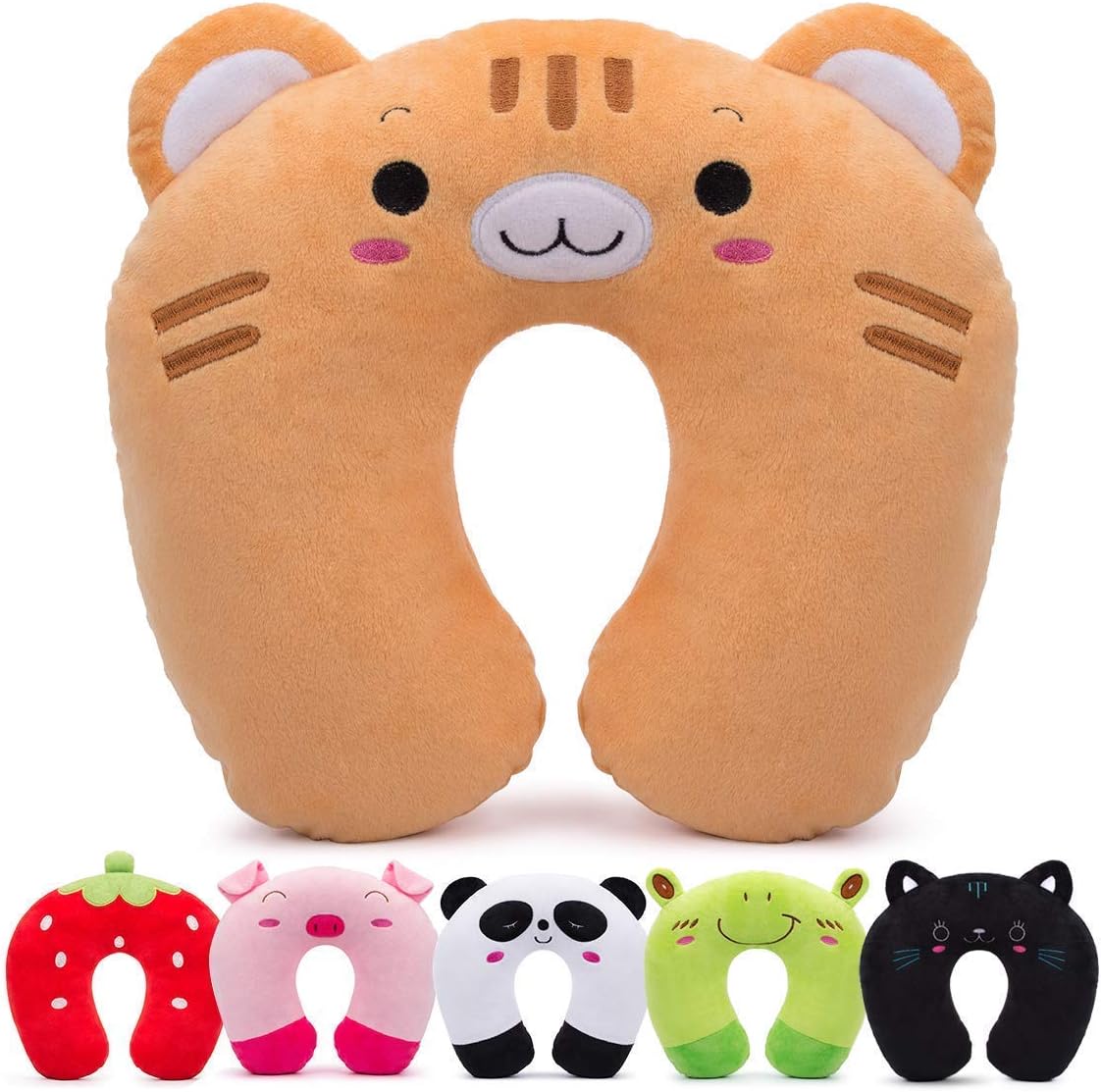 H HOMEWINS Travel Pillow for Kids,Cute Animal Neck Pillow for Boys Girls,Soft Neck Head Chin Support Pillow,Travel Accessories for Airplane, Car, Train,Recline(Cute Tiger) H HOMEWINS Travel Pillow for Kids,Cute Animal Neck Pillow for Boys Girls,Soft Neck Head Chin Support Pillow,Travel Accessories for Airplane, Car, Train,Recline(Cute Tiger)