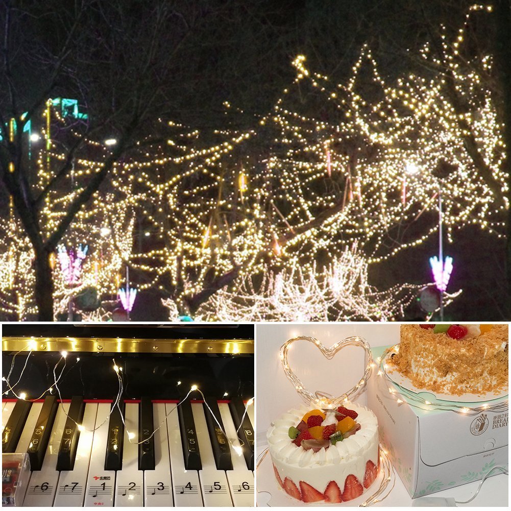 LEDGLE Łańcuch Świetlny LED, Na Baterie, Miedziany, 24 Diody Led, Łańcuch Świetlny Na Boże Narodzenie, Wodoszczelny, Dekoracja Do Butelki, Ciepła Biel, 1.2 m, 10 Sztuk