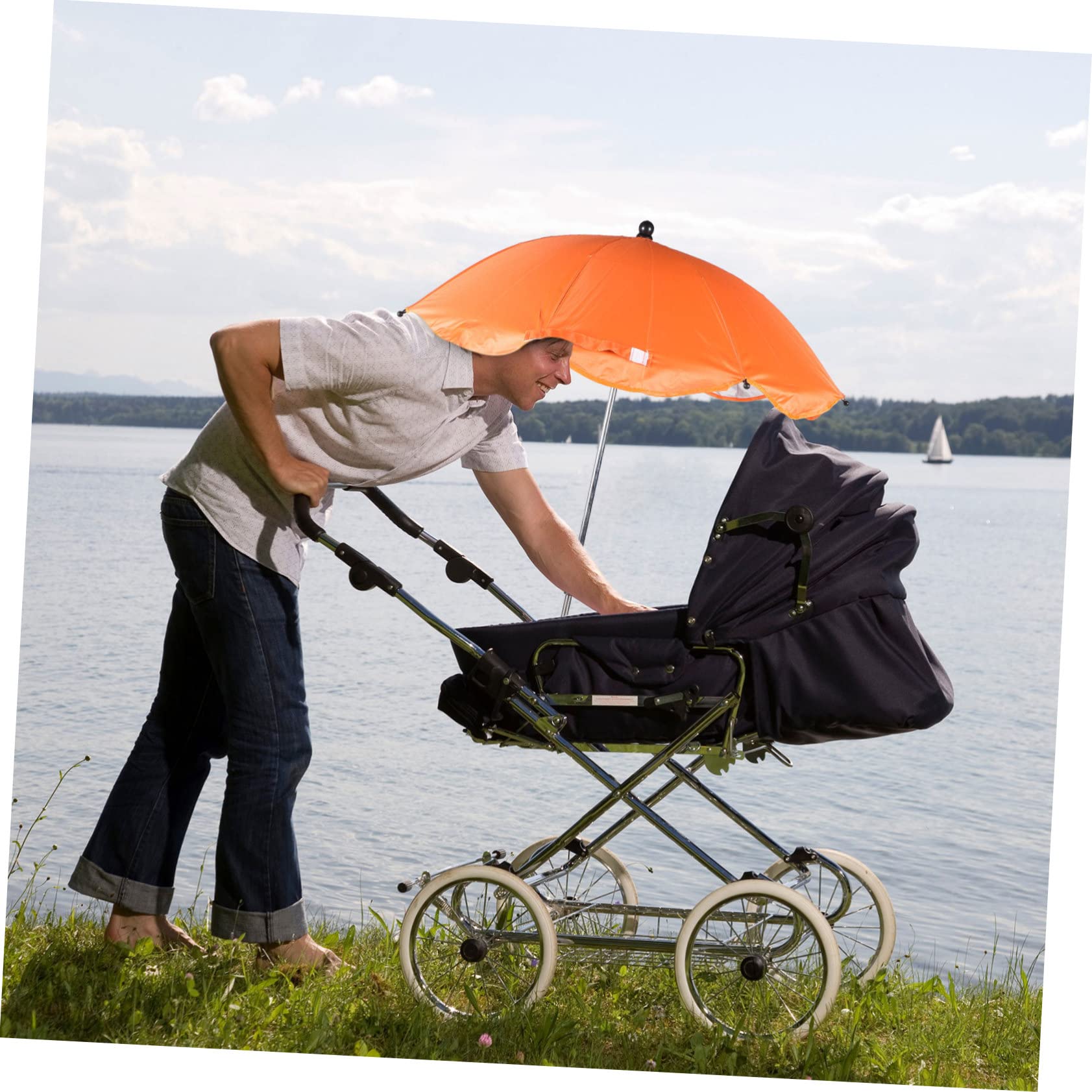 2piezas Sombrilla De Cochecito Uv Parasol Para Bebés Clip Rotatorio Protección Solar Para Carritos y Sillas De Reflectante