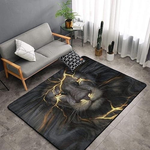 Miniatura 2 de Alfombra de área con diseño de cabeza de león 3D, antideslizante, cómoda, tapete de yoga, decoración del hogar para sala de estar y dormitorio, 60 x
