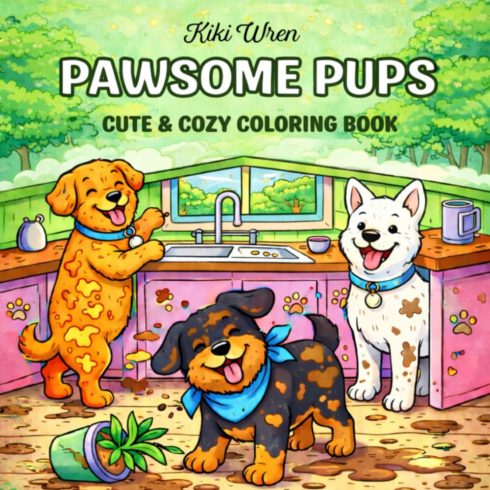Pawsome Pups: Cute & Cozy Coloring Book