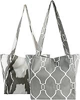 Vista 16 de HPD Half Price Drapes Bolsas de compras reutilizables para comestibles, paquete de 2 bolsas de algodón ligeras PRCT-GB81606-ST, verde Edina/mostaza