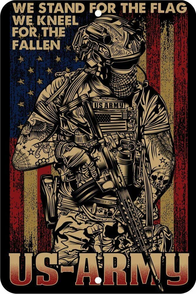 American Soldier Military Aluminum Tin Sign Plaque Vintage Metal Sign Plaque Metal Fun Tin Sign Entrance Decoration Gallery Wall Sign 12x16inch