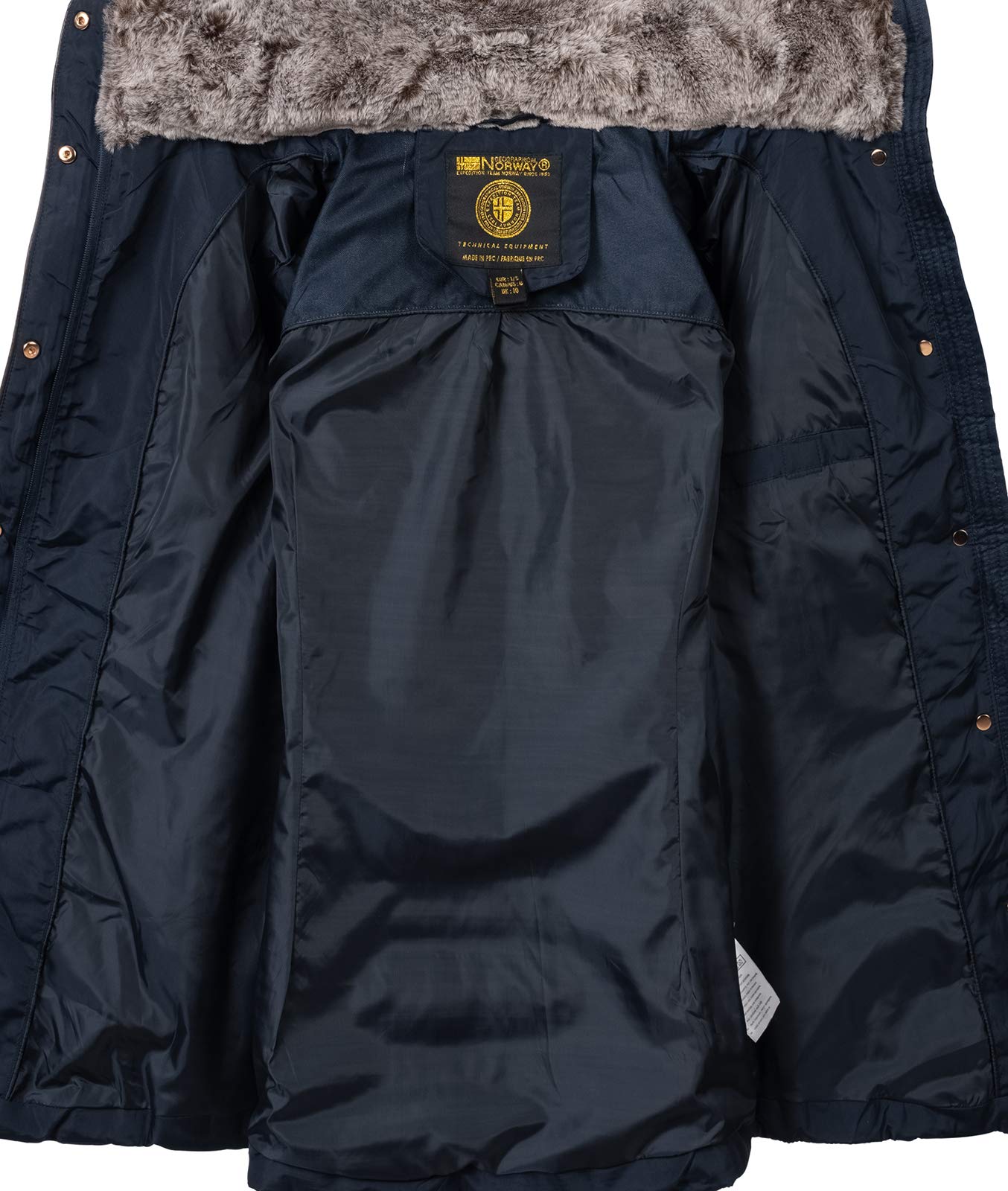 Geographical Norway Damen Winterjacke Parka Damenjacke Damenmantel Wintermantel Damen Jacken Outdoorjacke Warm Kunstfellkragen Gefüttert D-456 Navy M