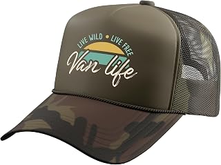 Live Wild Live Free I Van Dwellers Nomads I Van Life Trucker Hat with Adjustable Mesh Back