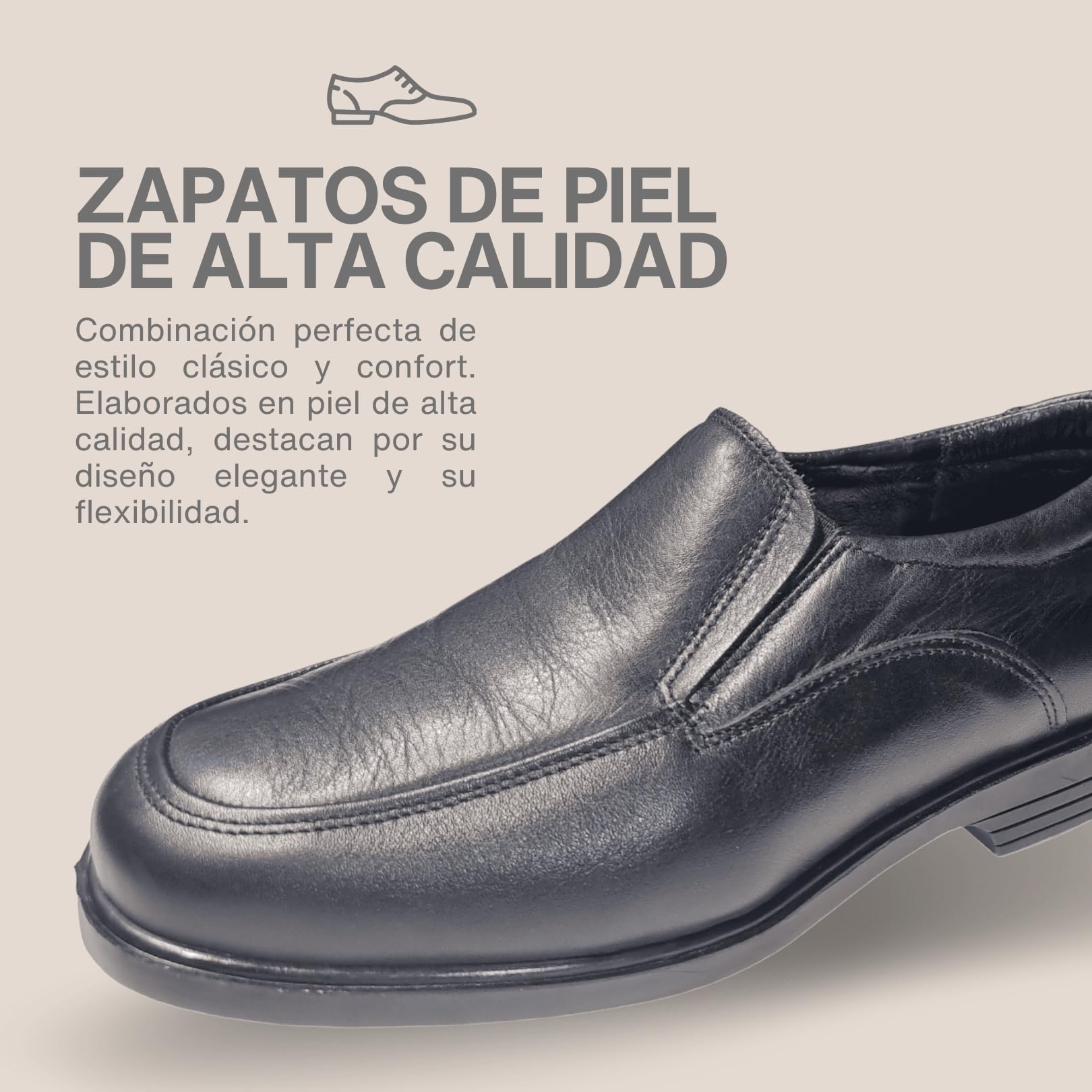 Zapatos de Vestir de Piel Sin Cordones Jace, Casuales, Cómodos y Flexibles, Plantilla Extraible