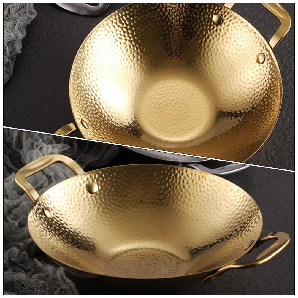 ZLLFHS Pentola Wok Padella Acciaio Inossidabile Stir Fry Pan Fondo Piatto Wok Cinese AntiGraffio Cottura Padella Pentole con 2 Maniglie per Induzione Gas 8 Pollici Padella Wok in Acciaio Inossidabile
