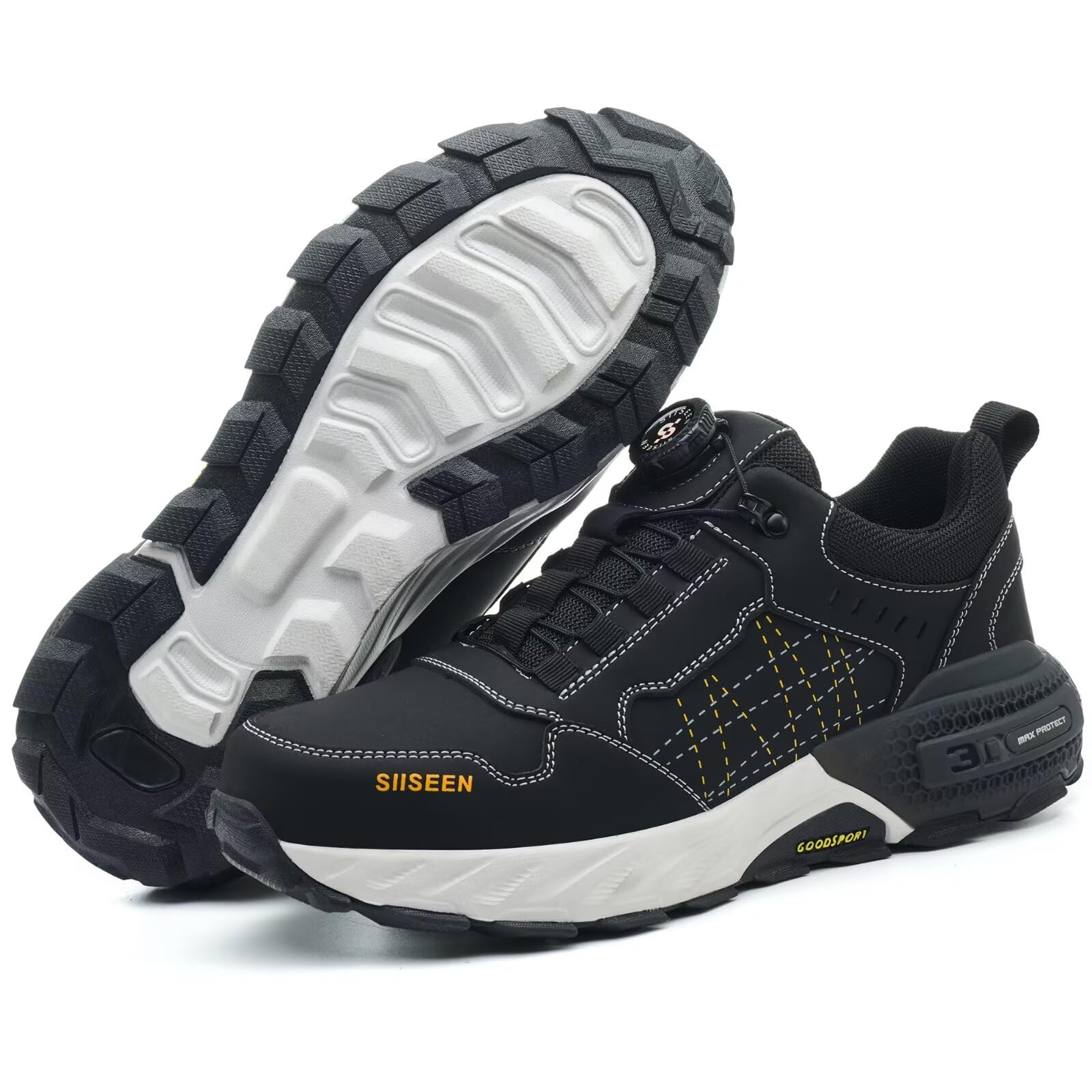 Arbeitsschuhe für Herren mit Stahlkappe, Leichte atmungsaktive & unzerstörbare, Clickers und pannensicherer, Rutschfester Sohle – Sicherheitsschuhe für Beruf und BAU