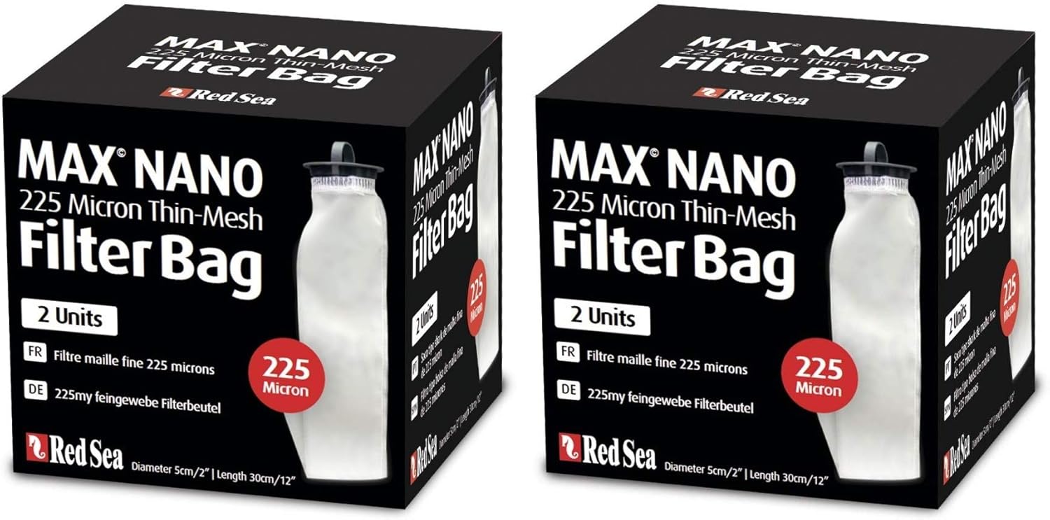 Red Sea 2 Boxes of Max Nano Replacement 225 Micron Thin-Mesh Filter Bag, 2 Bags Each