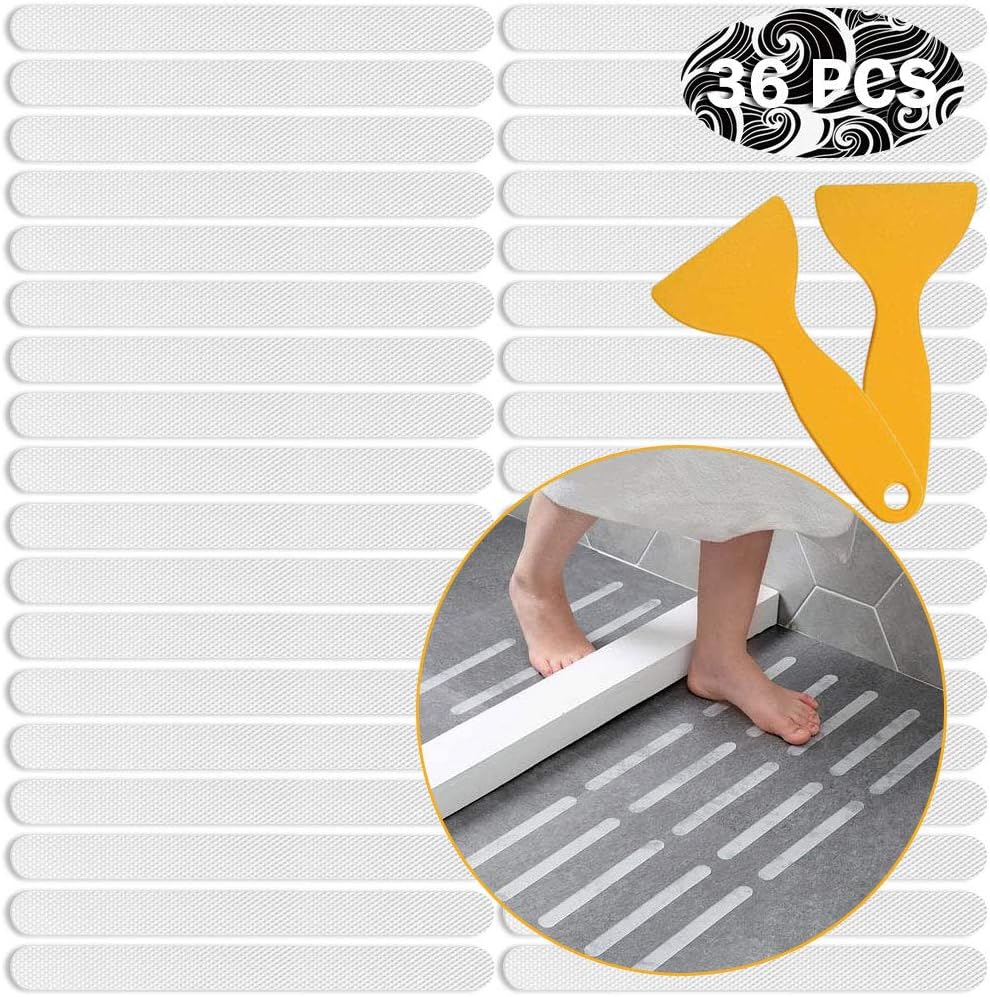 36pcs Non-Slip Strip Stickers, Anti Slip Grip Stickers Non Slip Strips Pad Bathtub Flooring Safety Tape Mat for Bath Shower (20mm * 200mm)
