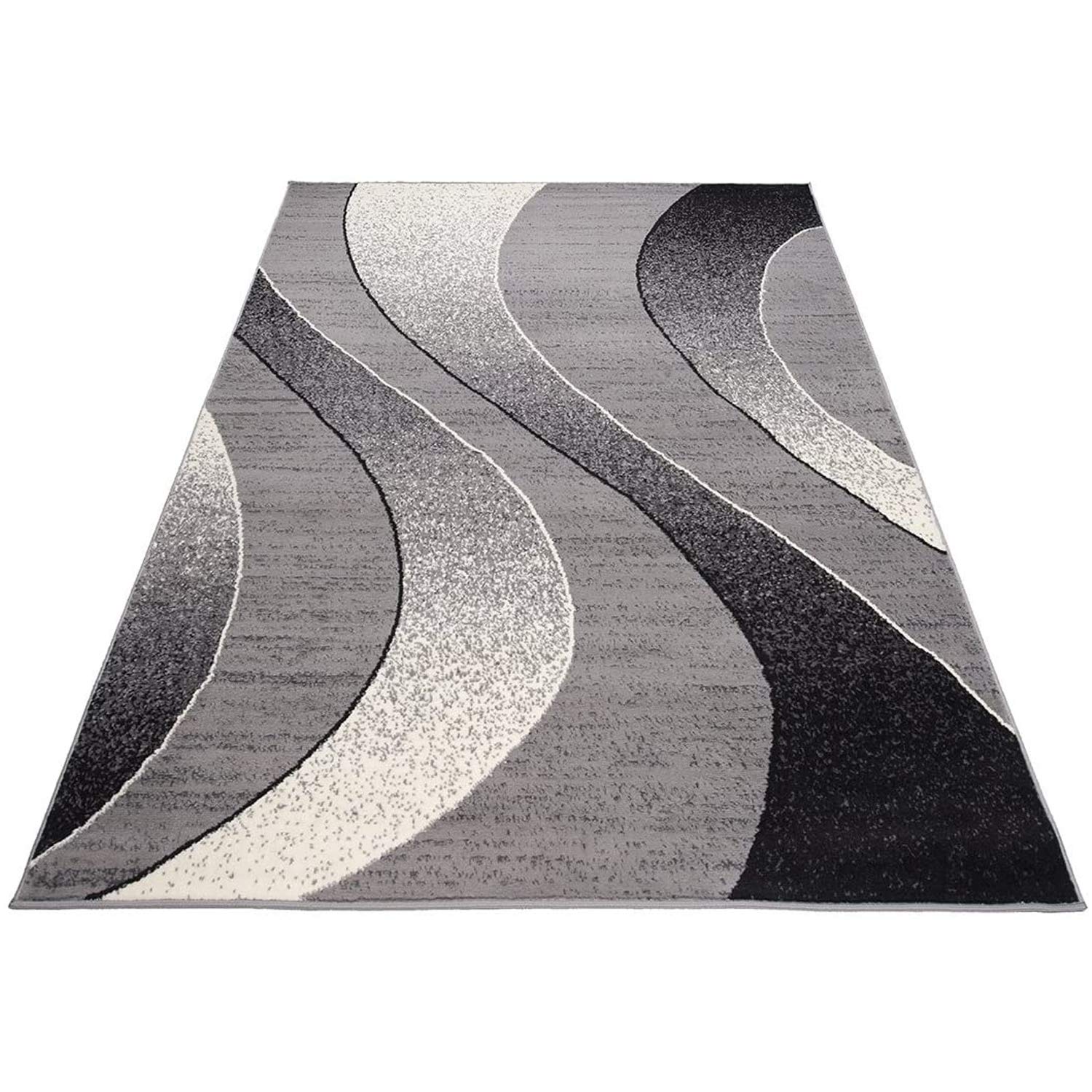 Carpeto Alfombra Salón 80x150cm Antracita Gris Geométrico Retro Años 90