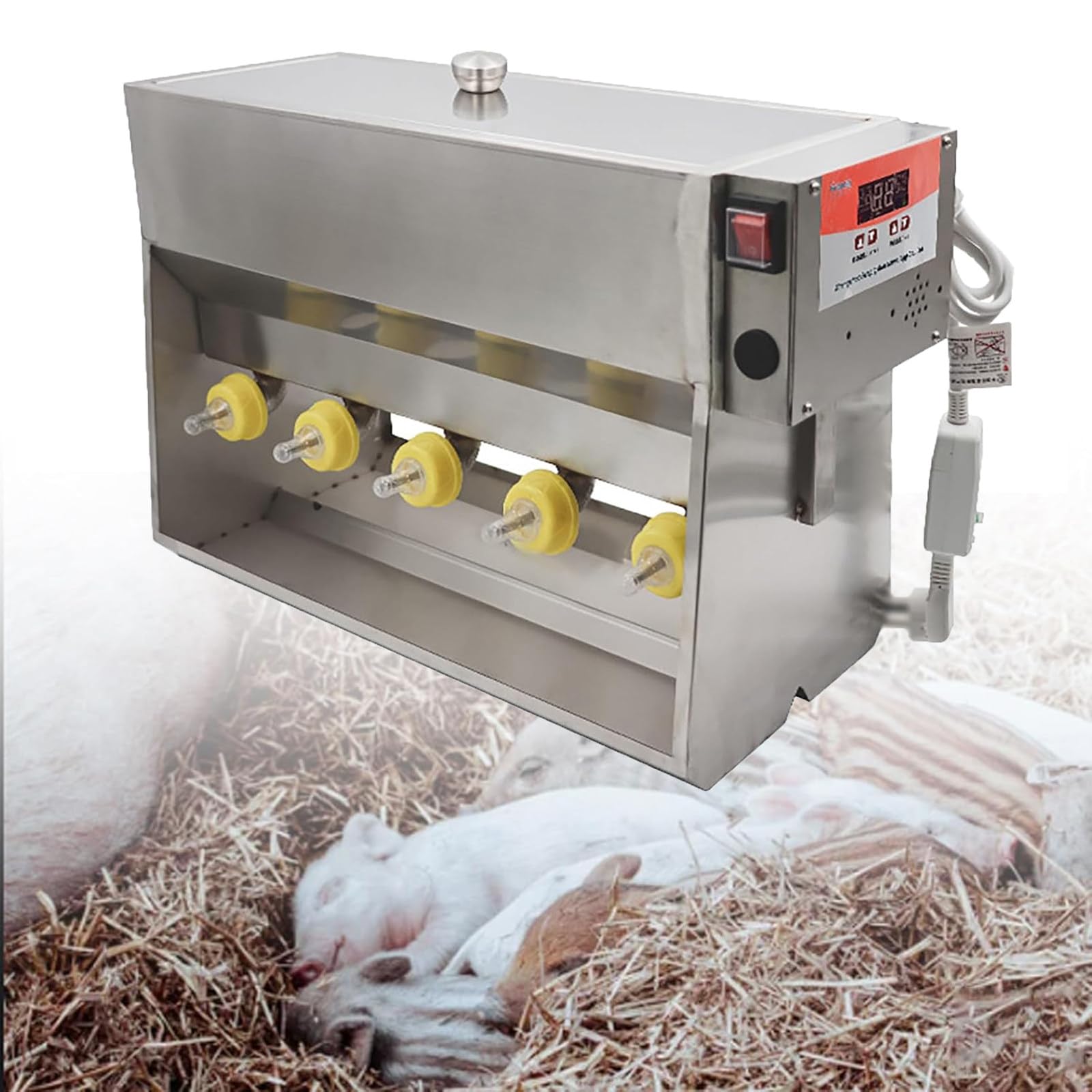 Fully Automatic Nipple Feeder, Stainless Steel Piglet Lactation Feeder, Automatic Livestock Milk Dispenser, Constant Temperature Control, 15L / 20L, Multiple Nipples, For Piglet Lamb Care 10heads