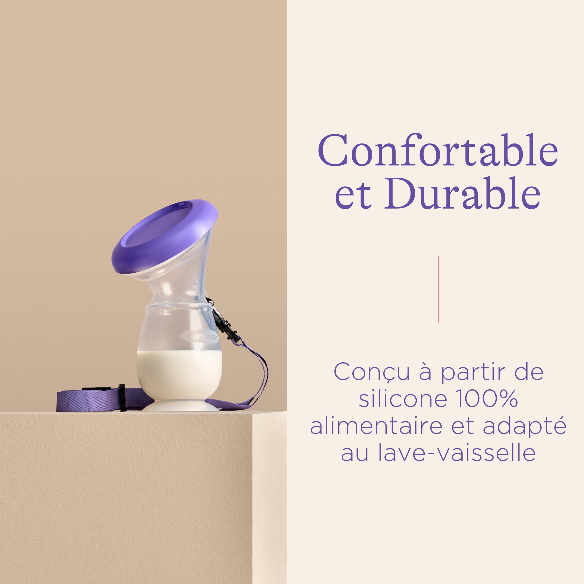 Lansinoh I Recueil Lait en Silicone – Tire-lait Manuel Sans BPA – Léger, Portable, Facile à Nettoyer – Collecteur de Lait Maternel