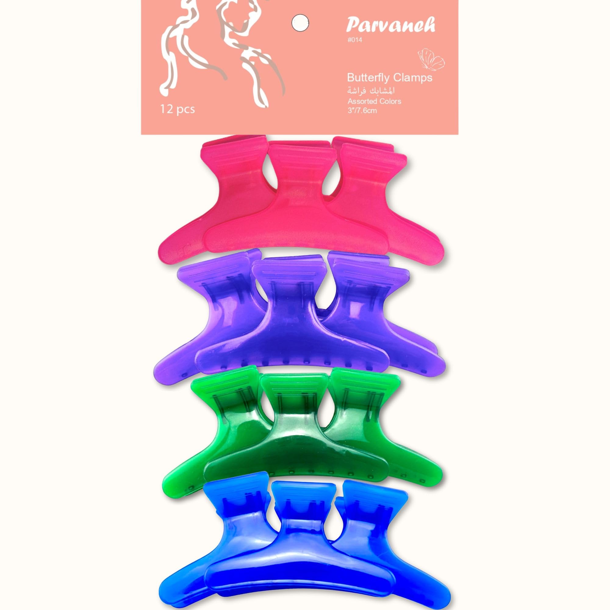 Parvaneh Hair Clips for Women Styling,Hair Clamps,12 pcs,Salon Professional Haircutting Hairdressing Accessories,Claw Clips,3 inches,Large,مشابك الشعر إكسسوارات صالون تصفيف الشعر