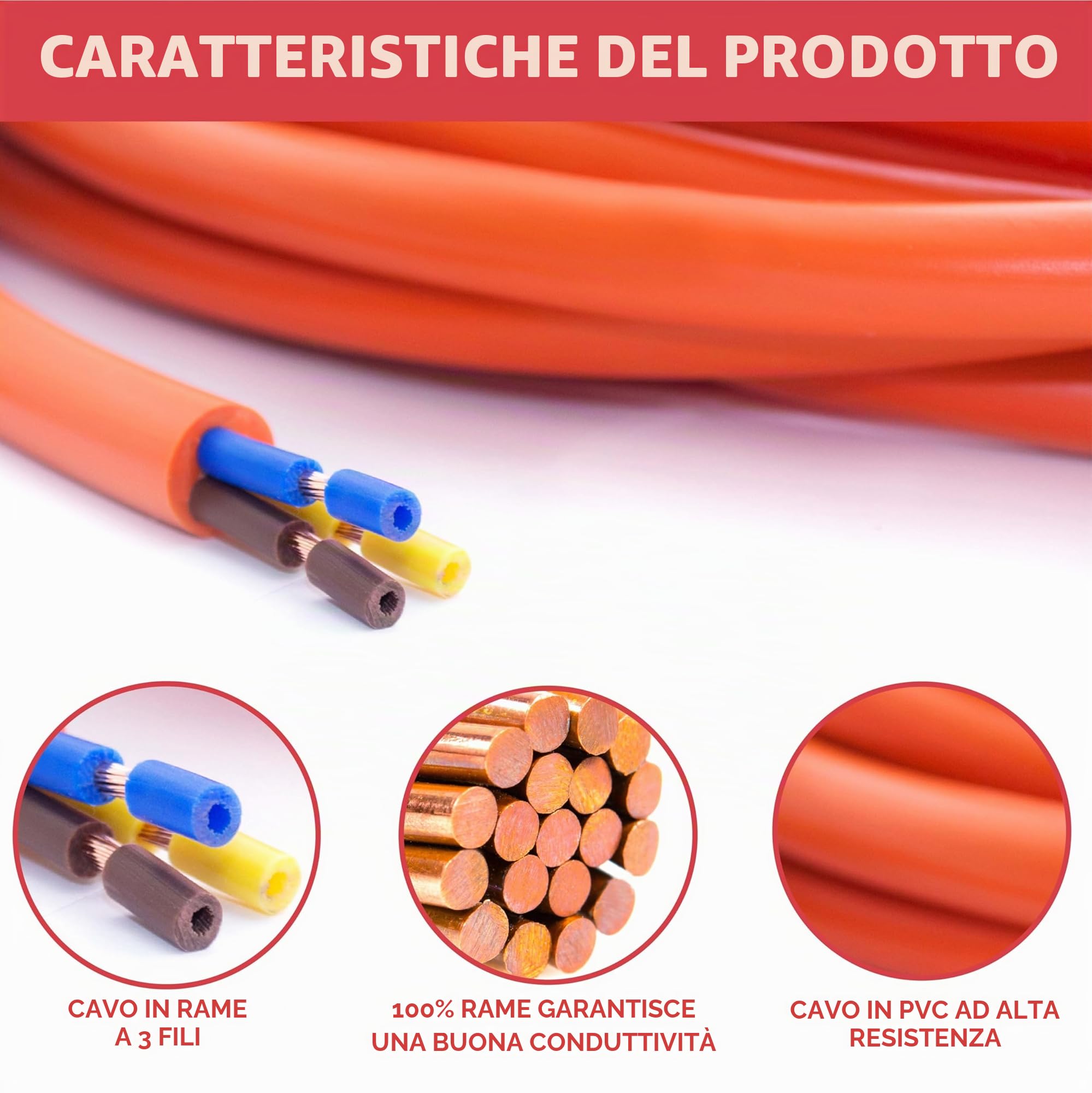 GADLANE Cavo di prolunga CEE 25m Robusto per Roulotte, 16 Ampere, 240 V, cavo da campeggio, ben visibile, colore arancione, ideale per camper (25 metri)