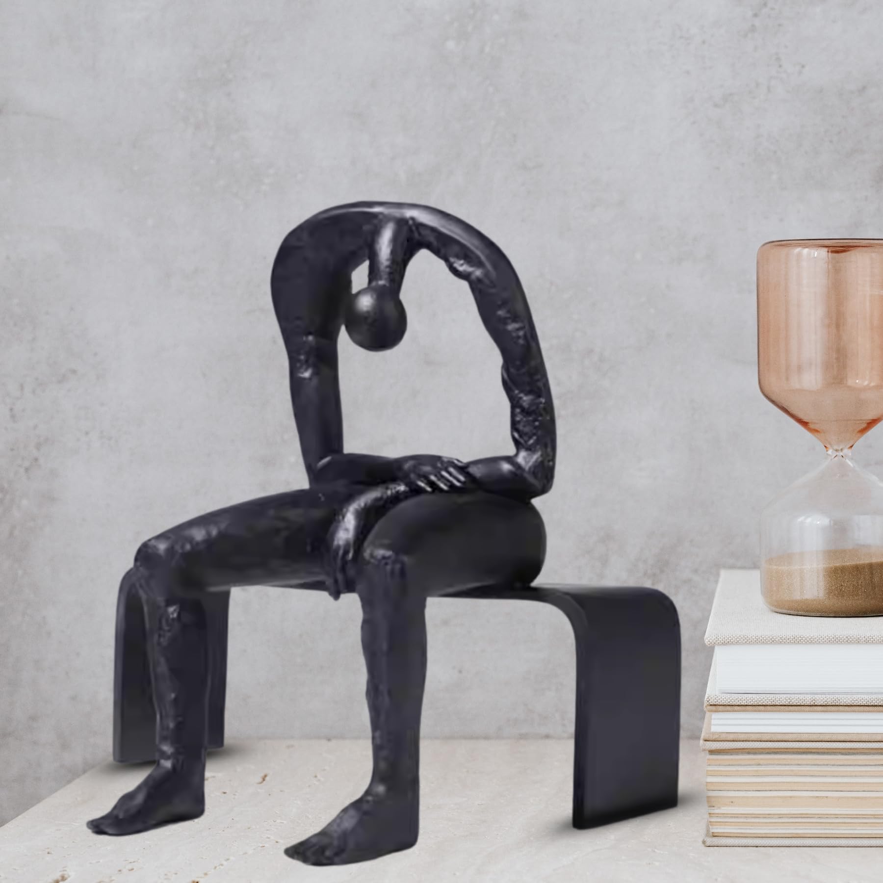 Aottsd Blake Resin Abstract Sitting Man Sculpture Home Office Desk Decor