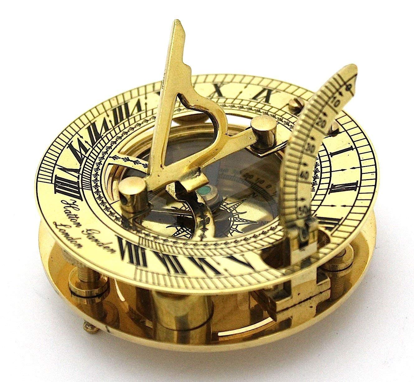 Polished brass sundial compass With Box - Image 4