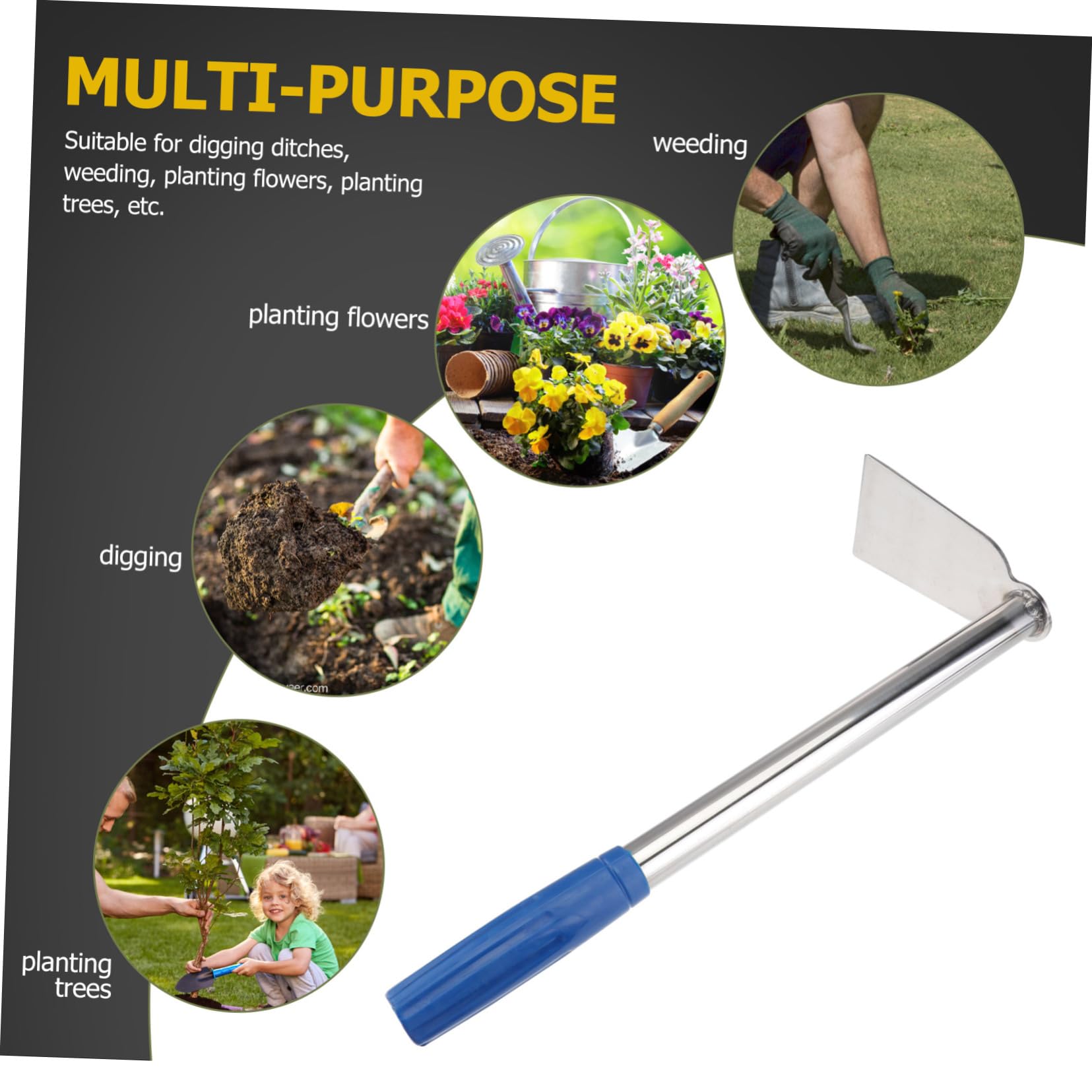 Abaodam 2 Stck. Gartenhacke Werkzeug Hochleistungs-Stahlweinehohne Hacke für den Gemüseanbau Erdhacke Gartenversorgung Hacke zum Pflanzen von Blumen Rostfreier Stahl Silver