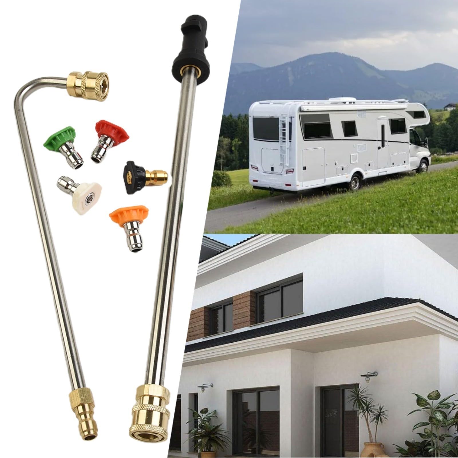 Juego de accesorios para lavadora de alta presión con extensión de ángulo de 74 cm y 5 boquillas (0° – 65°) hasta 4000 PSI para Kärcher K2-K7