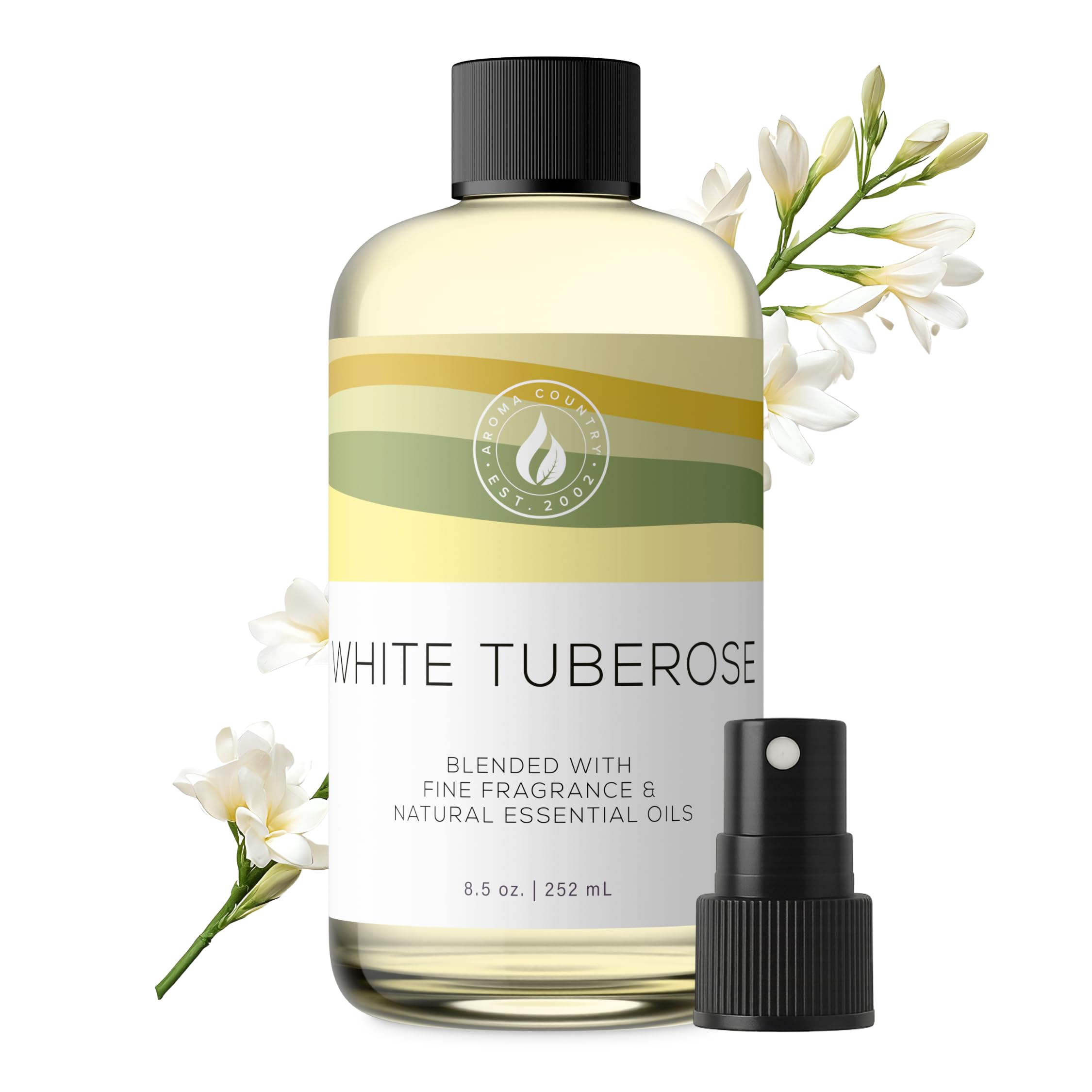 Aroma Country Rajanigandha Diffuser Oil - Luxury Essential Oils for Diffuser Refill & Air Freshener Room Spray - Long-Lasting & Natural Home Fragrance, Tuberose Scented Oil for Diffusers (8.5 Fl. oz)